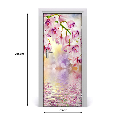 Self-adhesive door sticker On the door orchid