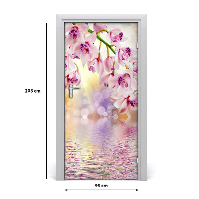 Self-adhesive door sticker On the door orchid