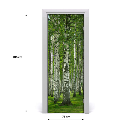 Door wallpaper Birch forest