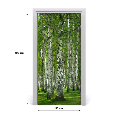 Door wallpaper Birch forest