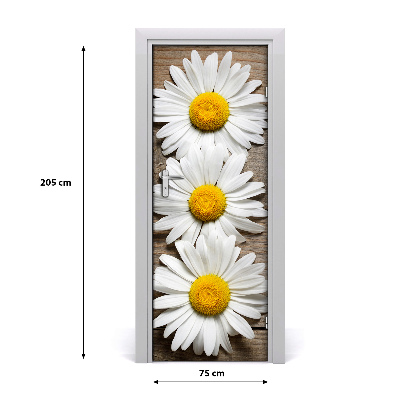 Self-adhesive door sticker Chamomile on the wood