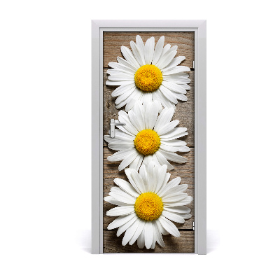 Self-adhesive door sticker Chamomile on the wood