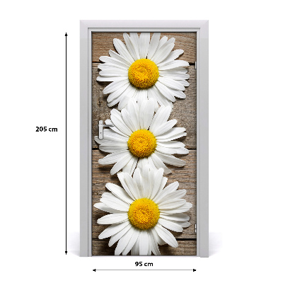 Self-adhesive door sticker Chamomile on the wood