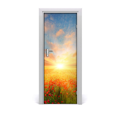 Door wallpaper Landscapes. Field of poppies