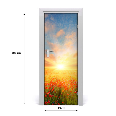 Door wallpaper Landscapes. Field of poppies