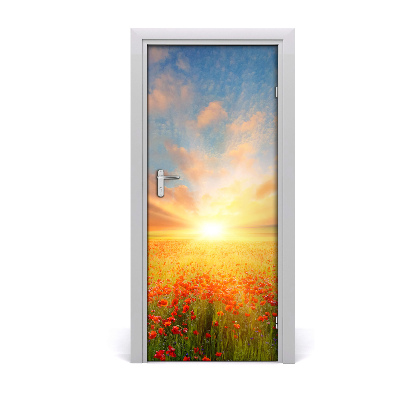 Door wallpaper Landscapes. Field of poppies