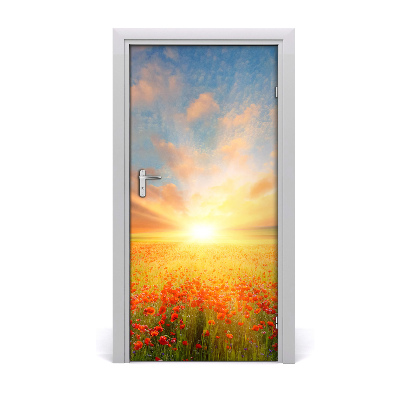 Door wallpaper Landscapes. Field of poppies