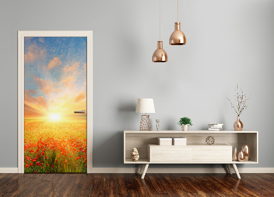 Door wallpaper Landscapes. Field of poppies