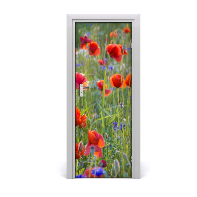 Self-adhesive door sticker Field poppies