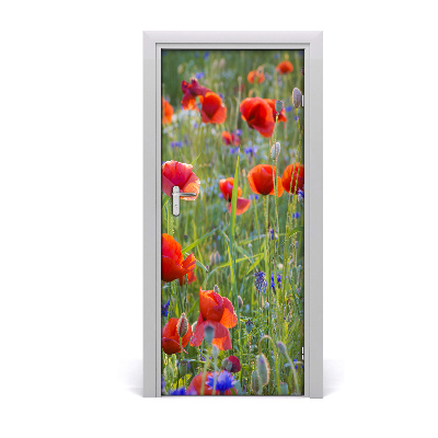 Self-adhesive door sticker Field poppies