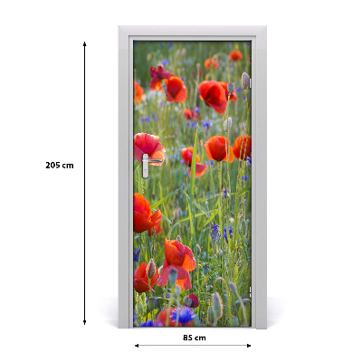 Self-adhesive door sticker Field poppies