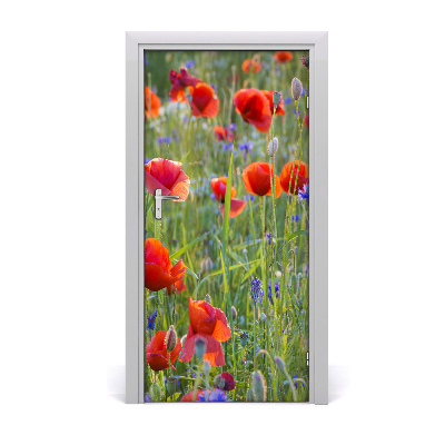 Self-adhesive door sticker Field poppies