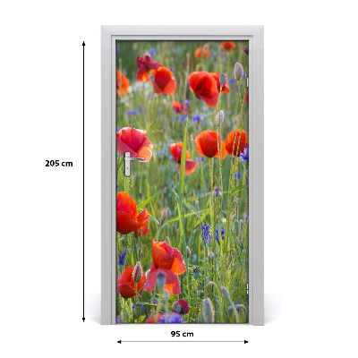 Self-adhesive door sticker Field poppies