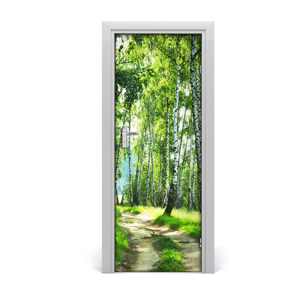 Door wallpaper Birch forest