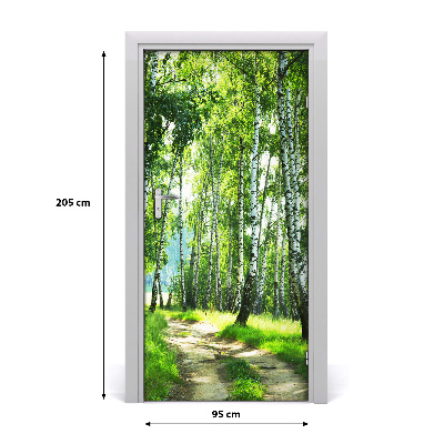 Door wallpaper Birch forest