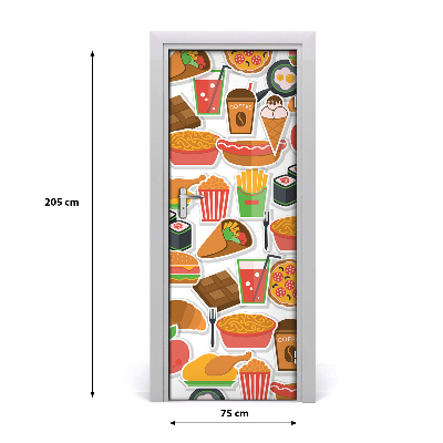 Self-adhesive door sticker Eating fast food