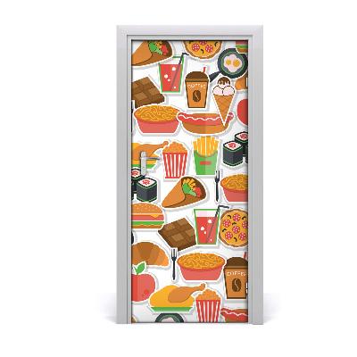 Self-adhesive door sticker Eating fast food