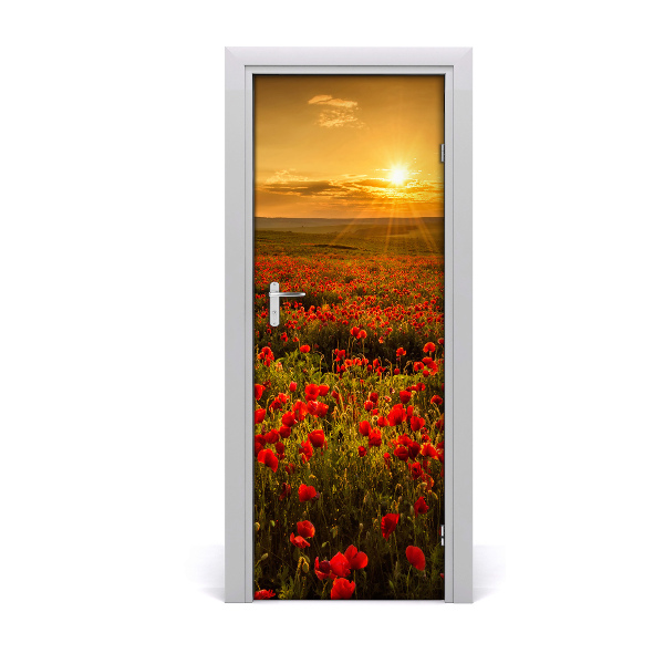 Door wallpaper Landscapes. Field of poppies