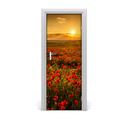 Door wallpaper Landscapes. Field of poppies