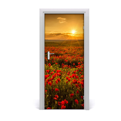 Door wallpaper Landscapes. Field of poppies