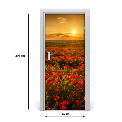 Door wallpaper Landscapes. Field of poppies