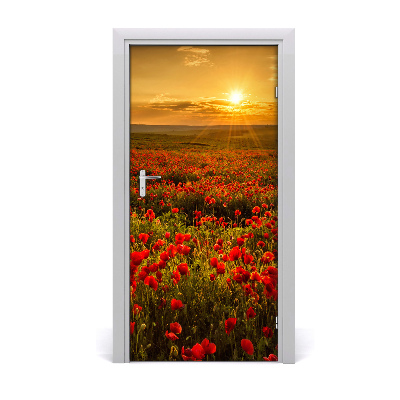 Door wallpaper Landscapes. Field of poppies