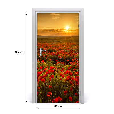 Door wallpaper Landscapes. Field of poppies