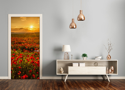 Door wallpaper Landscapes. Field of poppies