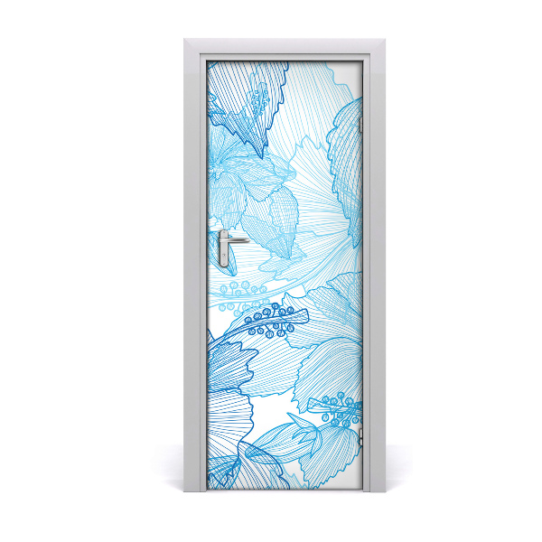 Self-adhesive door veneer Hawaiian flowers