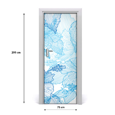 Self-adhesive door veneer Hawaiian flowers