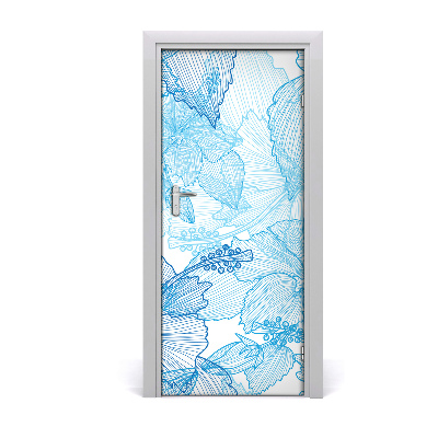 Self-adhesive door veneer Hawaiian flowers