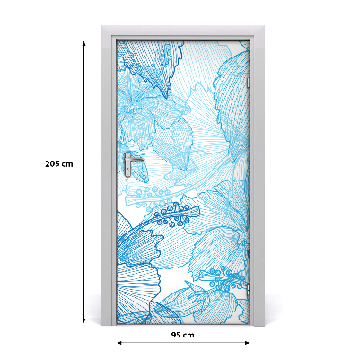 Self-adhesive door veneer Hawaiian flowers