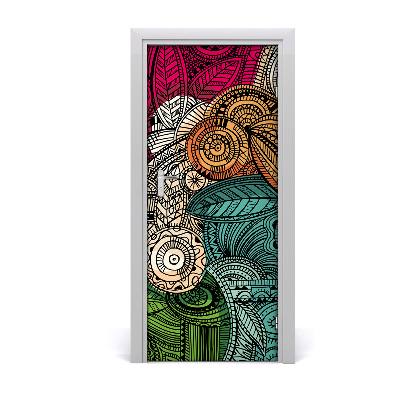 Self-adhesive door sticker Abstract feathers