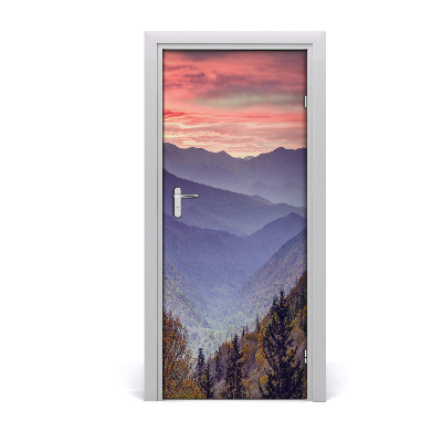 Door wallpaper Fog over the mountains