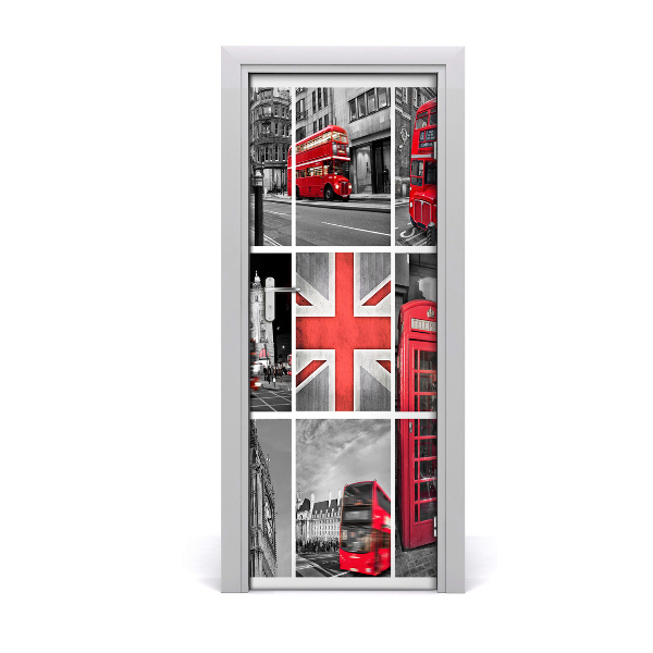 Self-adhesive door wallpaper Collage london