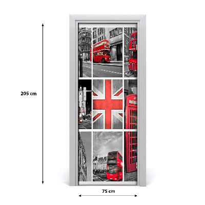 Self-adhesive door wallpaper Collage london