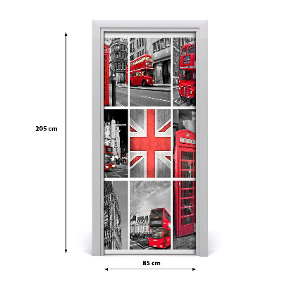 Self-adhesive door wallpaper Collage london