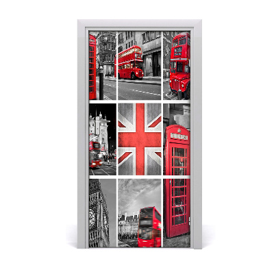 Self-adhesive door wallpaper Collage london