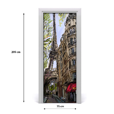 Self-adhesive door wallpaper Eiffel tower