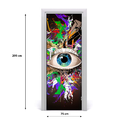 Self-adhesive door sticker Abstraction eye