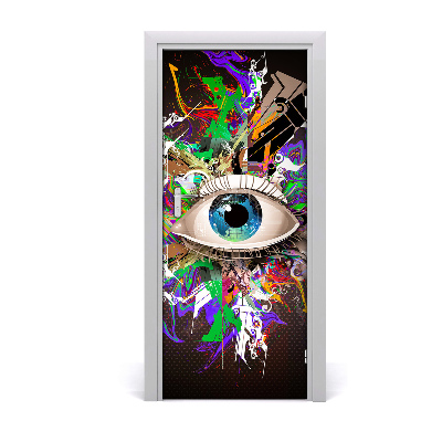 Self-adhesive door sticker Abstraction eye