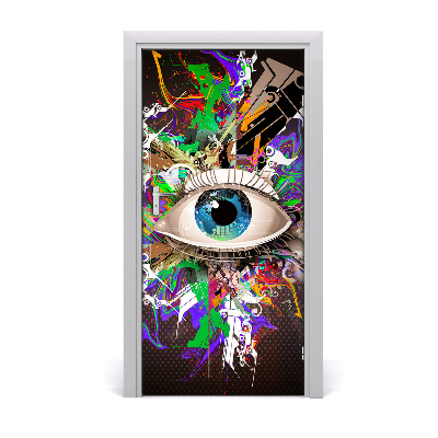 Self-adhesive door sticker Abstraction eye