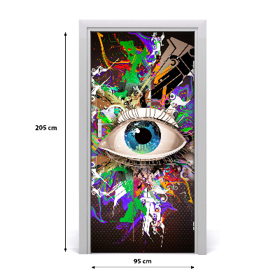 Self-adhesive door sticker Abstraction eye