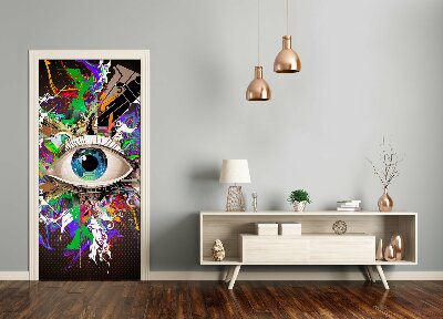 Self-adhesive door sticker Abstraction eye