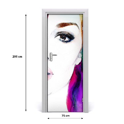 Self-adhesive door sticker Abstraction of a woman