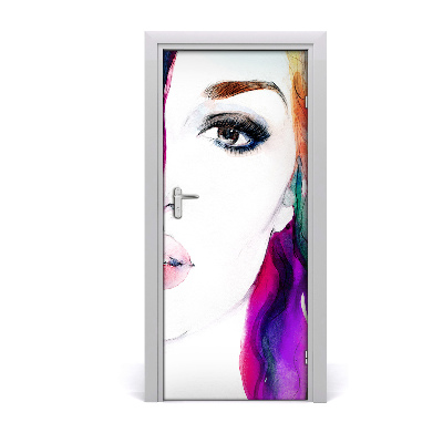 Self-adhesive door sticker Abstraction of a woman