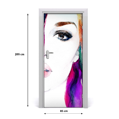 Self-adhesive door sticker Abstraction of a woman