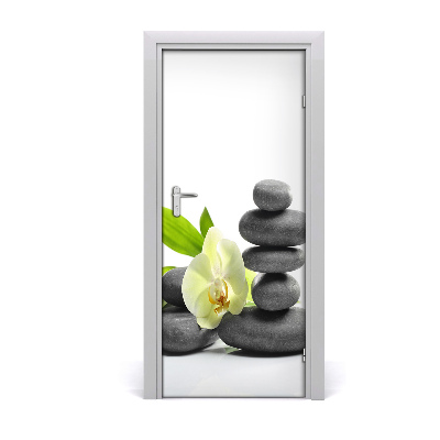 Self-adhesive door sticker Orchid and stones