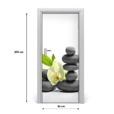 Self-adhesive door sticker Orchid and stones