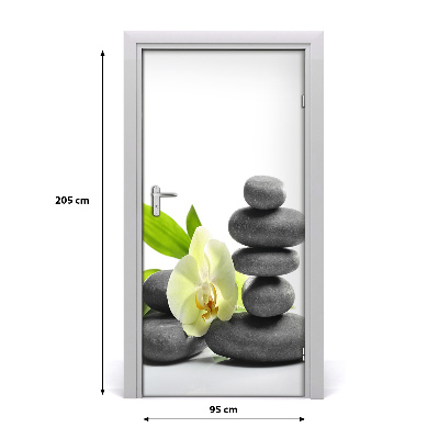 Self-adhesive door sticker Orchid and stones